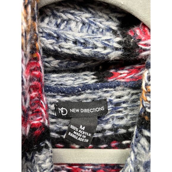 NEW DIRECTIONS Sweater Womens medium striped turtleneck long‎ Open knit - Picture 3 of 5